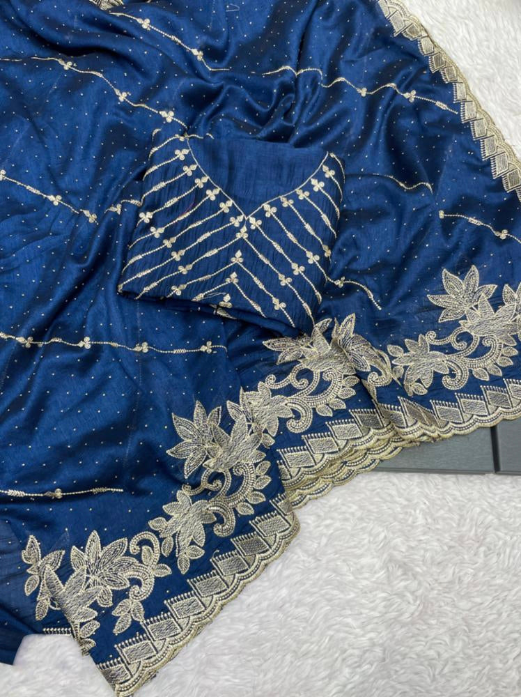 Beautiful Embroidery Zari Work With Siroski Work