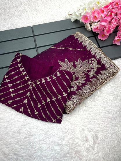 Beautiful Embroidery Zari Work With Siroski Work