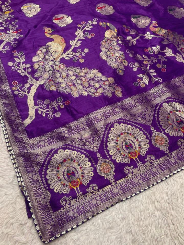 Women Khadi Silk With Mena Hand Deying Saree