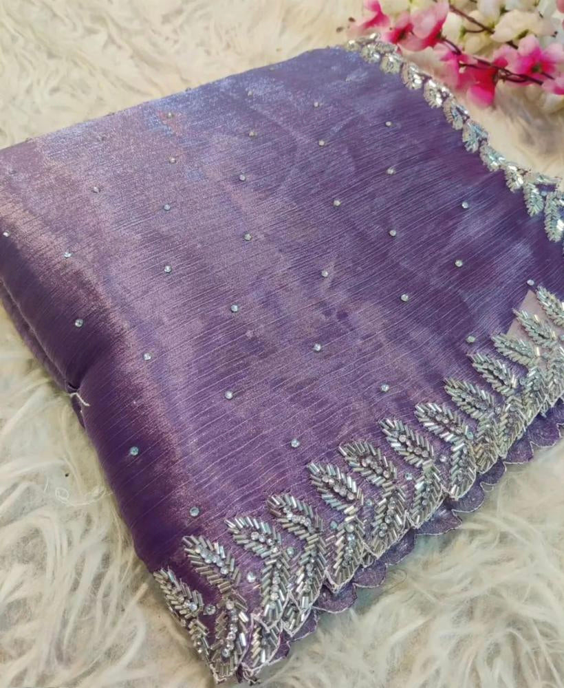 Zimmy Choo Saree With Beautiful Khatli Cut Dana pipe loding Handwork Along With Hand Diamond Work