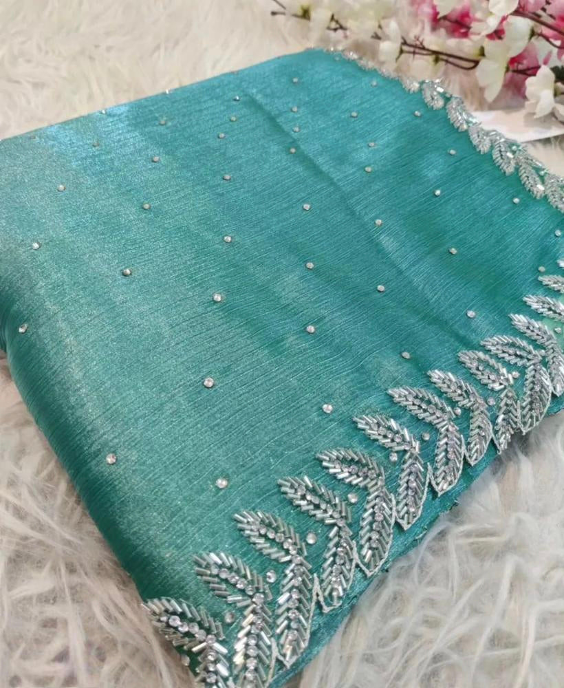 Zimmy Choo Saree With Beautiful Khatli Cut Dana pipe loding Handwork Along With Hand Diamond Work