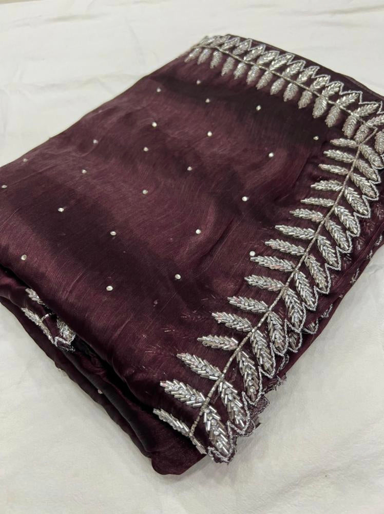 Zimmy Choo Saree With Beautiful Khatli Cut Dana pipe loding Handwork Along With Hand Diamond Work