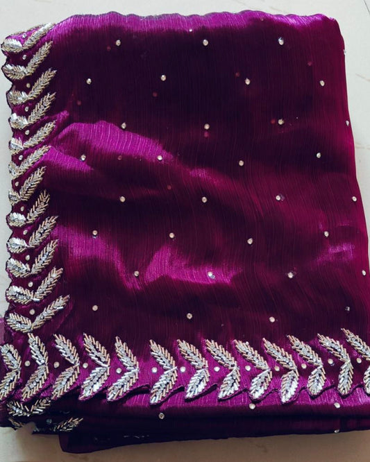 Zimmy Choo Saree With Beautiful Khatli Cut Dana pipe loding Handwork Along With Hand Diamond Work