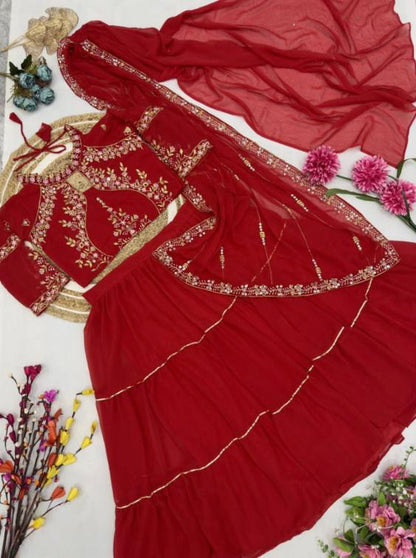 Georgette Ruffle Ready To Wear Saree