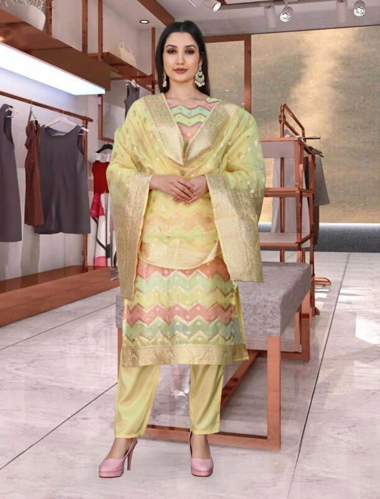 Fancy suit Jecard kurta Pent + Dupatta Set