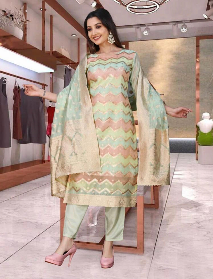 Fancy suit Jecard kurta Pent + Dupatta Set