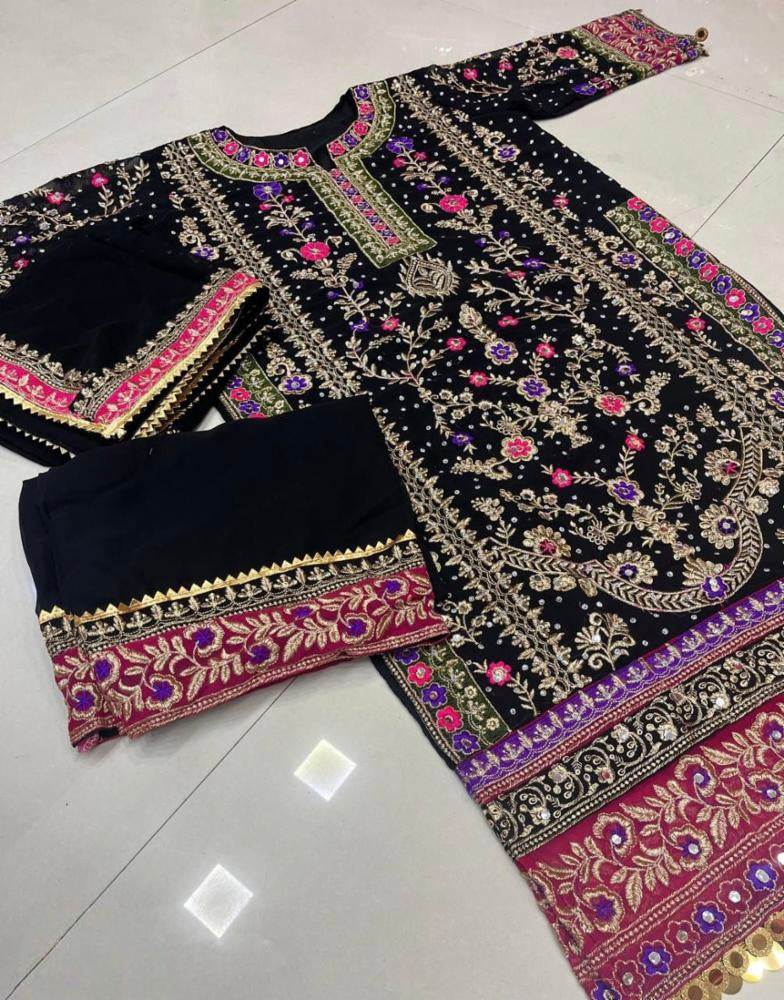 Suits pant dupatta set full stitching with fancy embroidery work