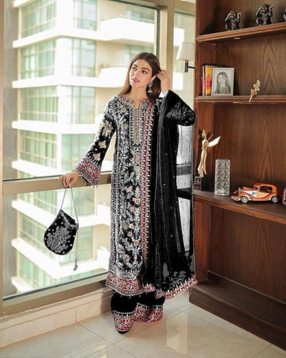 Suits pant dupatta set full stitching with fancy embroidery work