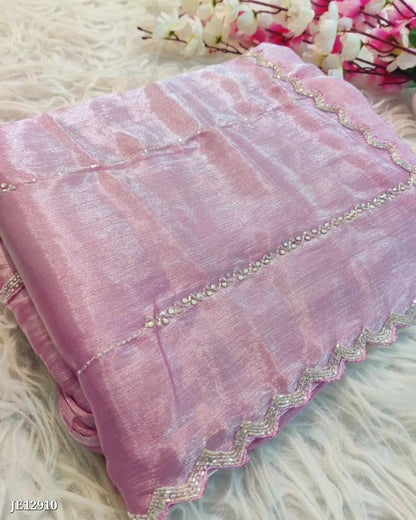 Zimmy Choo Saree With Beautiful Khatli Cut Dana Handwork Along With Hand Diamond Work*