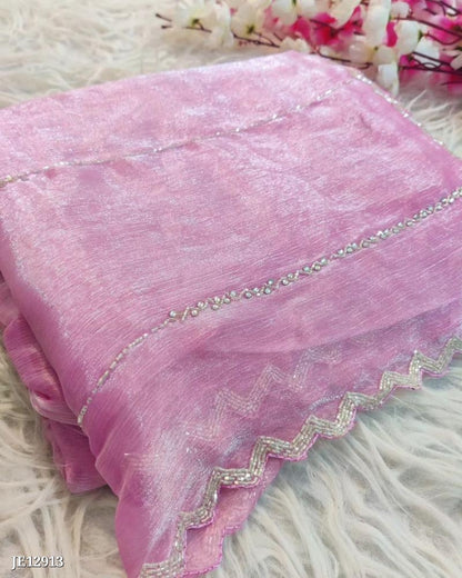 Zimmy Choo Saree With Beautiful Khatli Cut Dana Handwork Along With Hand Diamond Work*