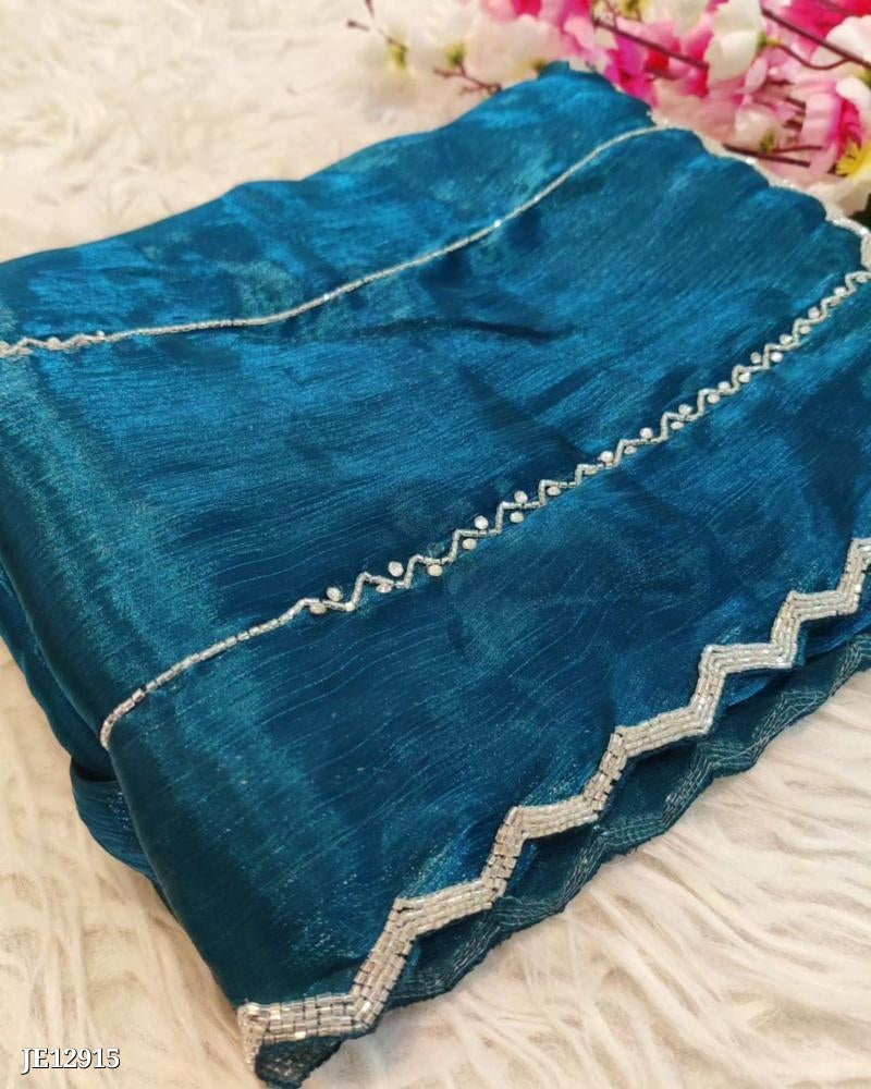 Zimmy Choo Saree With Beautiful Khatli Cut Dana Handwork Along With Hand Diamond Work*