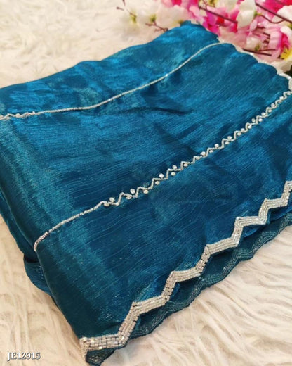 Zimmy Choo Saree With Beautiful Khatli Cut Dana Handwork Along With Hand Diamond Work*