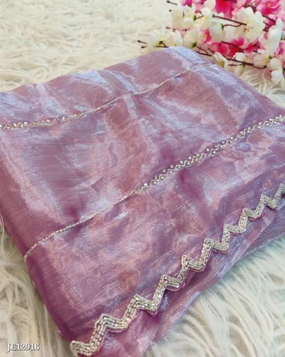 Zimmy Choo Saree With Beautiful Khatli Cut Dana Handwork Along With Hand Diamond Work*