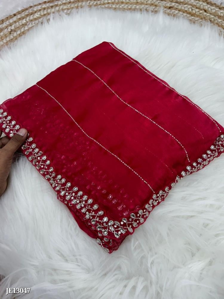 Zimmy Choo Saree With Beautiful Khatli Cut Dana Handwork Along With Hand work