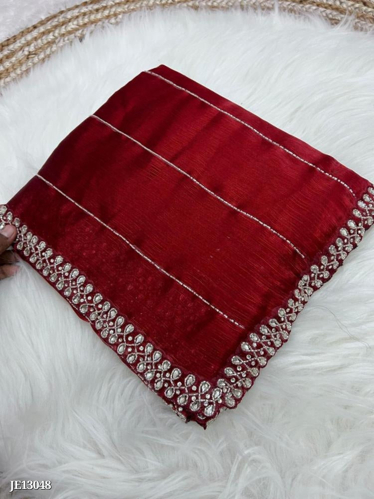 Zimmy Choo Saree With Beautiful Khatli Cut Dana Handwork Along With Hand work