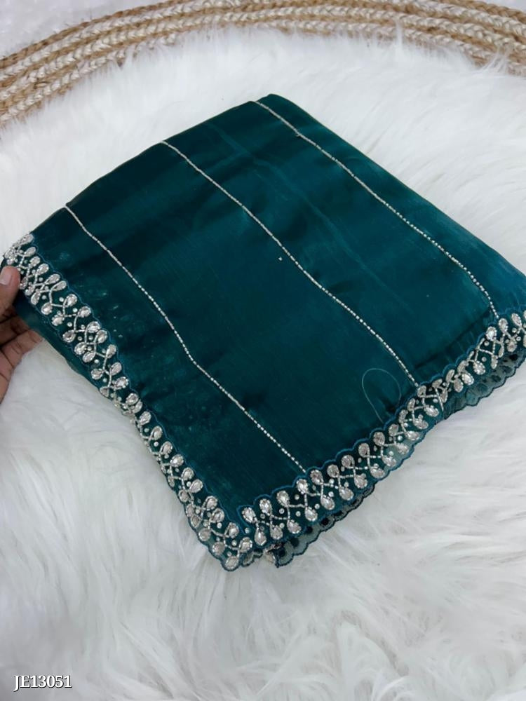 Zimmy Choo Saree With Beautiful Khatli Cut Dana Handwork Along With Hand work