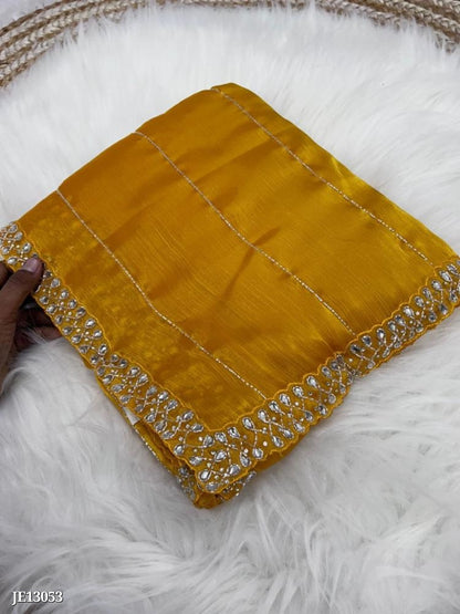 Zimmy Choo Saree With Beautiful Khatli Cut Dana Handwork Along With Hand work