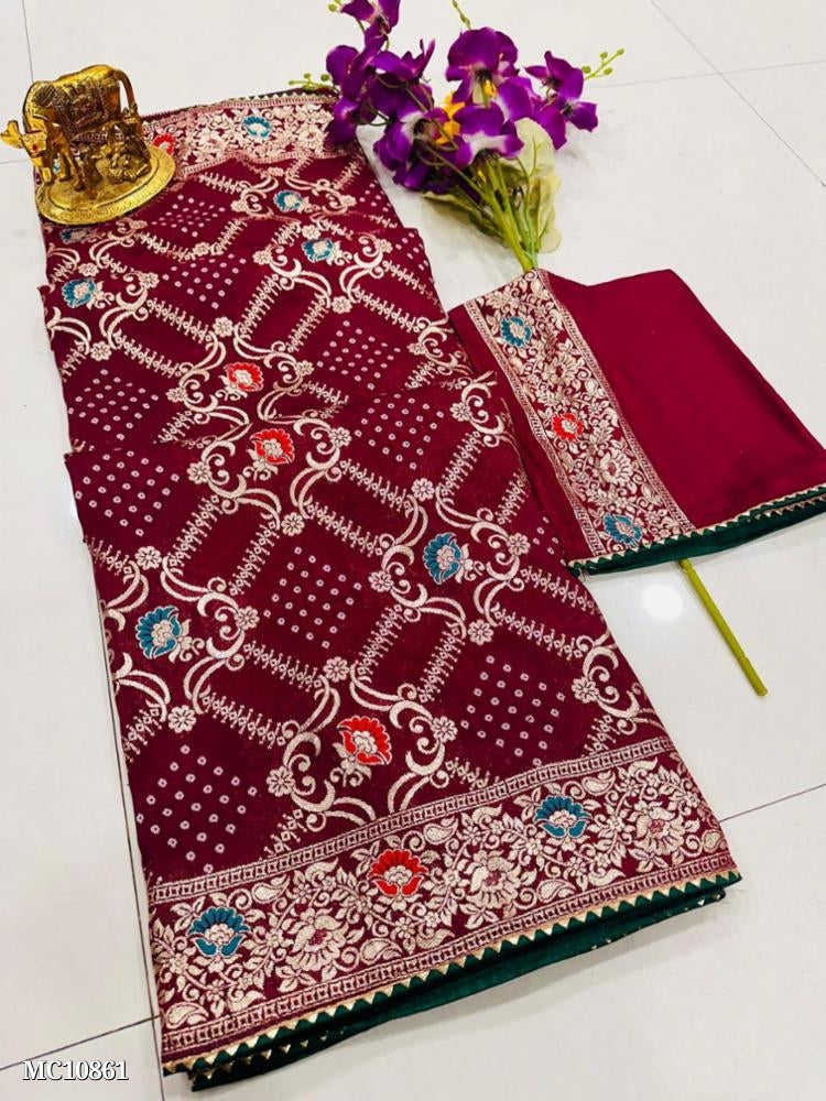 Premium Dola Silk saree with excellent Patola Print Fancy Color combinations