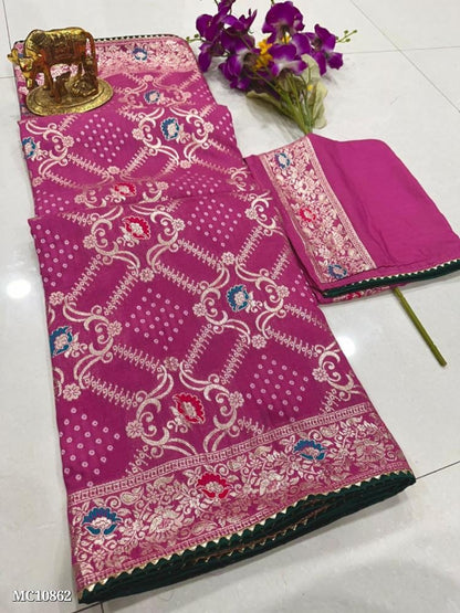 Premium Dola Silk saree with excellent Patola Print Fancy Color combinations