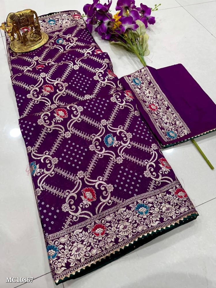 Premium Dola Silk saree with excellent Patola Print Fancy Color combinations