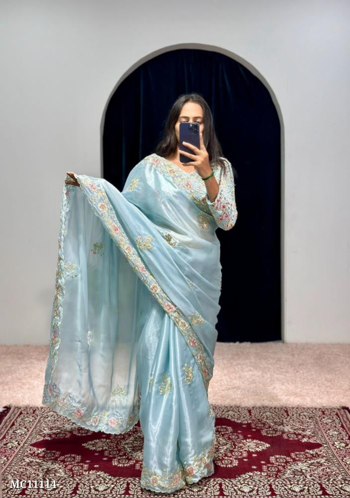 JIMMY CHOO saree Work COTTON THREAD & SEQUINS EMBROIDERY