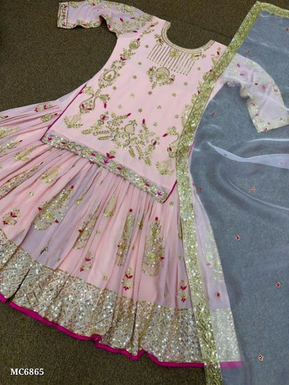 Top Sharara With Dhuptta Heavy Embroidery And 5mm Sequins Work And Fabric Lace Border