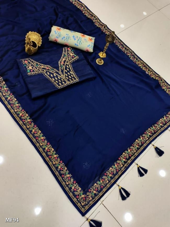 *Prachi Pure Rangoli Silk Embroidery Work Saree*