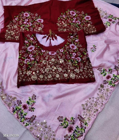 Codding & Multi Embroidery Work Butti & Cutwork Border and Heavy Embroidery Work blouse Peice.