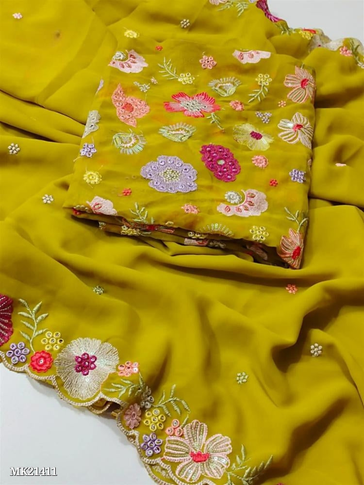 Multicolour seqwance work and embroidery work with arca cutting