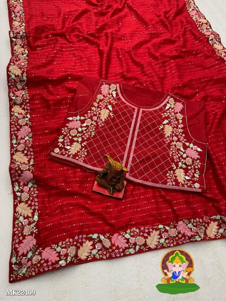 beautiful heavy blooming vhichitra saree with 4seqance multi lace border saree