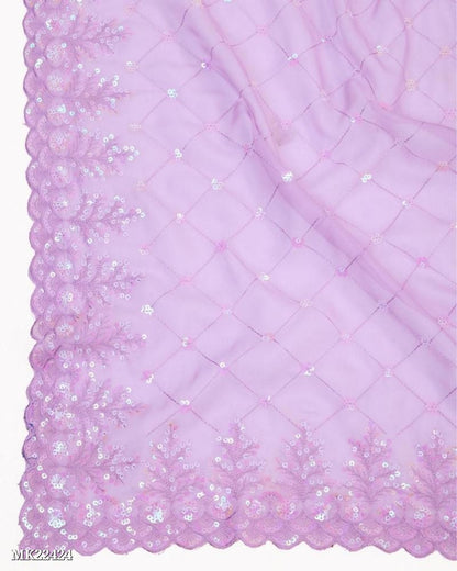 Soft Taby Silk Organza fabric with C-pallu All Over Embroidery Work