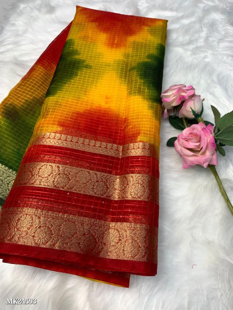 Pure Soft Organza Check Saree*