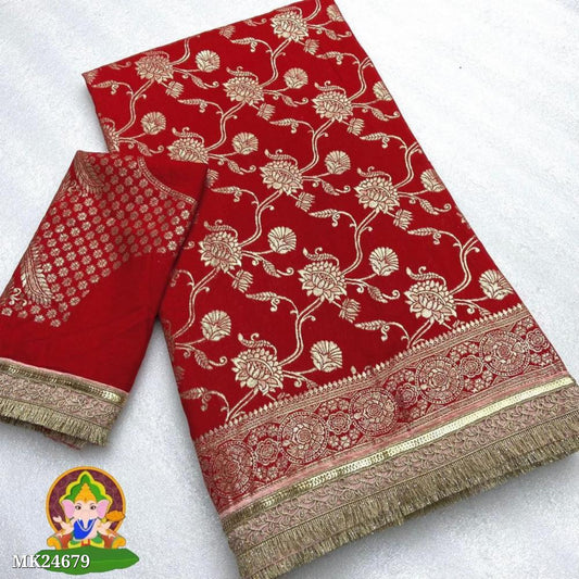 Viscose Dola Silk Saree And Jeqcard Weaving Border*