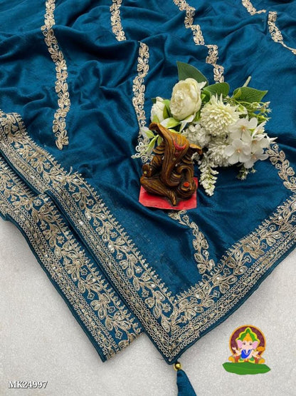 Vichitra Blooming Fabric Saree