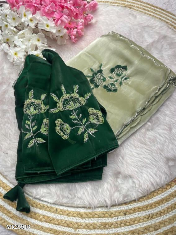 Jimmy Choo Beautiful Design Saree With Hand Work*