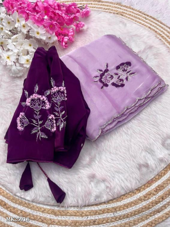 Jimmy Choo Beautiful Design Saree With Hand Work*