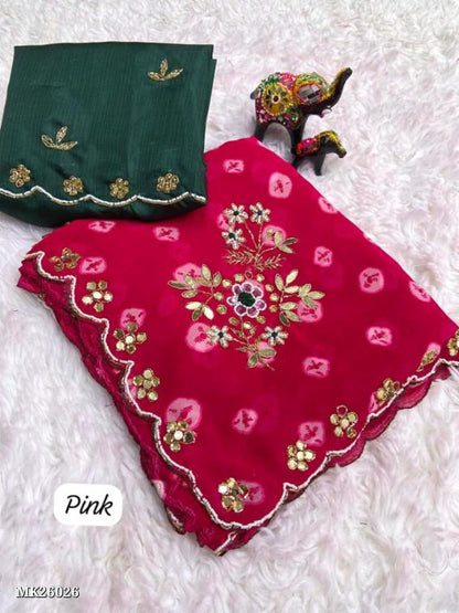 Pure Georgette Fabric With Handwork Beautiful Saree*