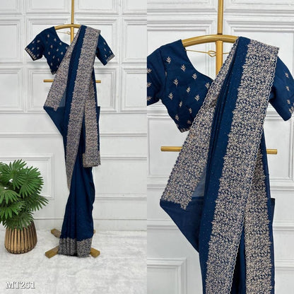 Bluming Vichitra silk With Zari Work And Stone Work*