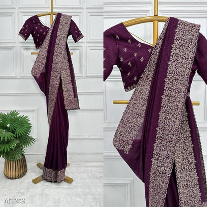 Bluming Vichitra silk With Zari Work And Stone Work*