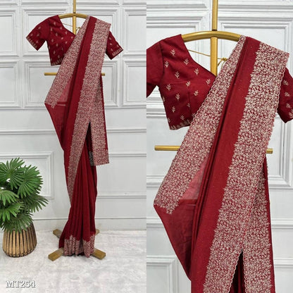 Bluming Vichitra silk With Zari Work And Stone Work*