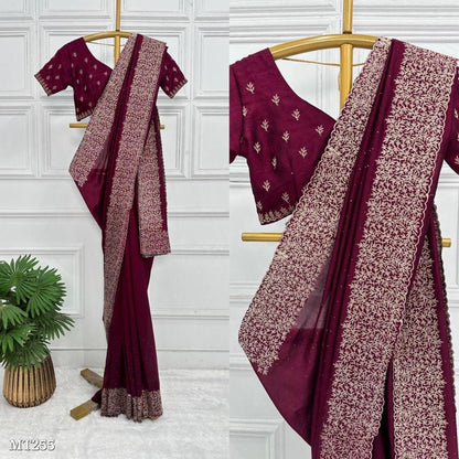 Bluming Vichitra silk With Zari Work And Stone Work*