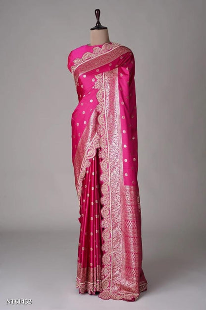 Pure Banarsi kanjiwaram silk With Codding thread Lace Border