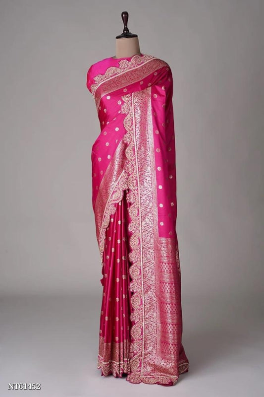 Pure Banarsi kanjiwaram silk With Codding thread Lace Border