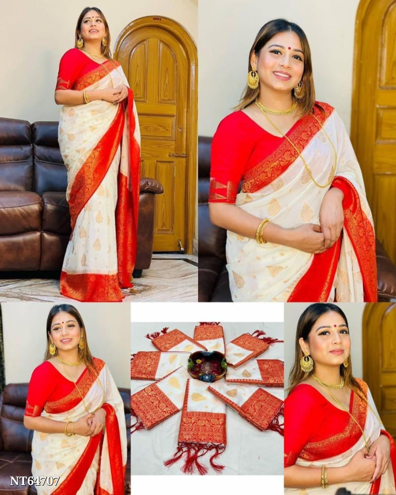 BEAUTIFUL RICH PALLU & JACQUARD WORK ON ALL OVER THE SAREE WITH BEAUTIFUL ZAHLAR*