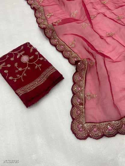 Beautiful embroidery siquance and coding work lace border and beautiful buti in all saree