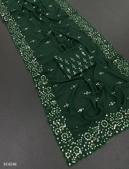 Havy Soft Georgette With 9mm Sequence Embroidery C Pallu Work All Over Saree