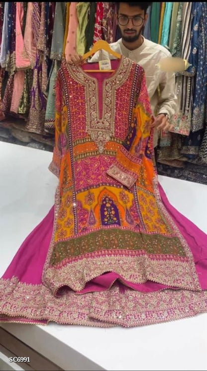 Suit, Pure GEORGETTE WITH DIMOND HAND WORK