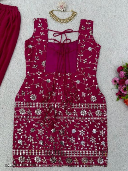 Top+pant+dupatta Fancy embroidery work full stitching