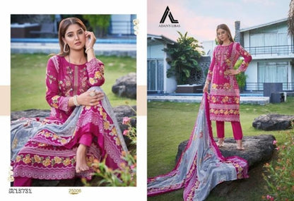 unsttich Heavy Printed Cotton With Heavy Exclusive Self Embroidery With Cotton Printed Dupatta Dress Collection)