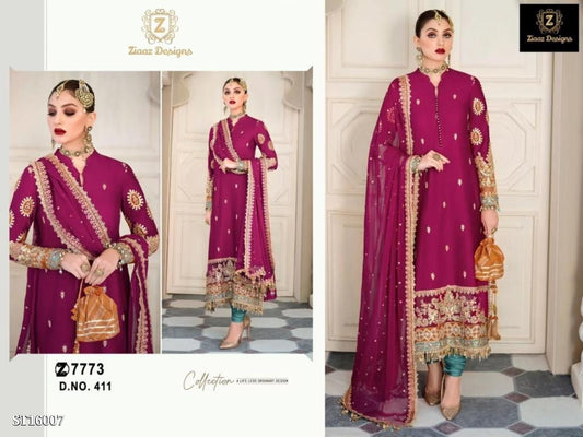 Suit, semi Sttich Heavy Satin Silk With Heavy Embroidery